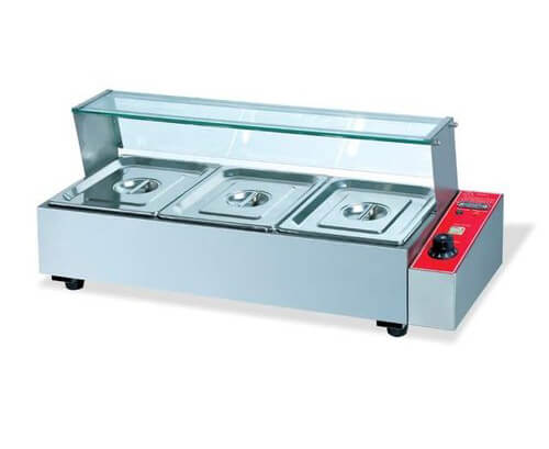 Electric Bain Marie With Glass Table Top 3 Pans