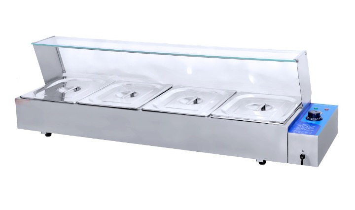 Electric Bain Marie With Glass Table Top 4 Pans