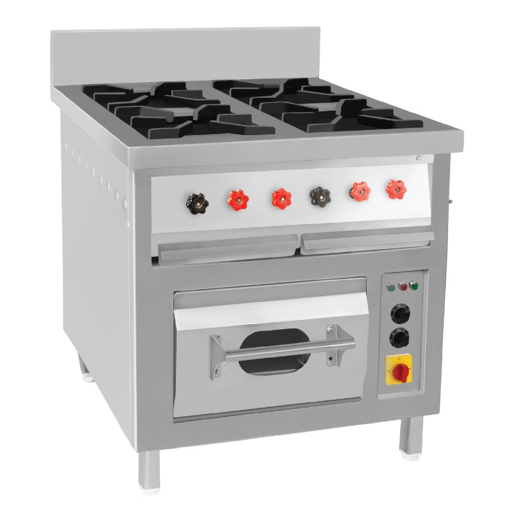 Six Burner Gas Range With Oven With Splash-back