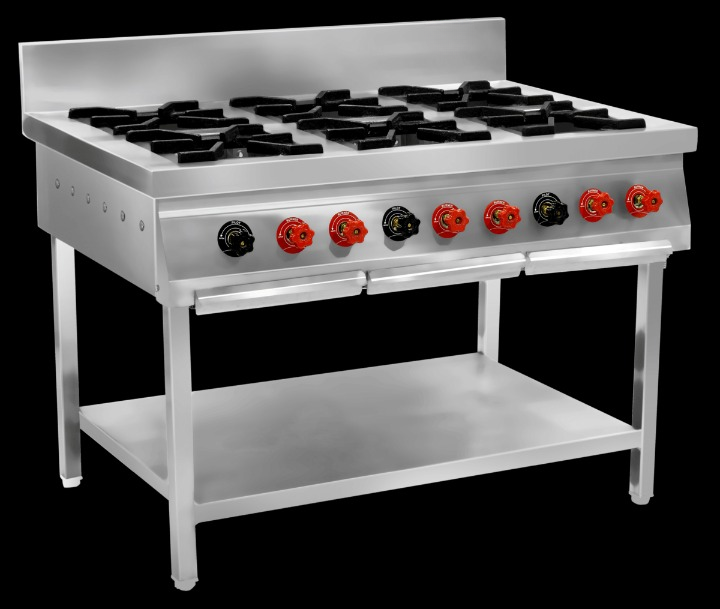 Six Burner Gas Range With Splash-back