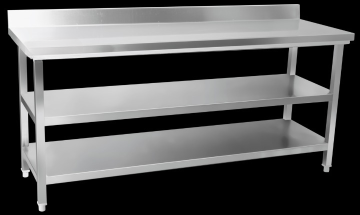 Ss Work Table With 2 U/s With Splash-back: 6ft